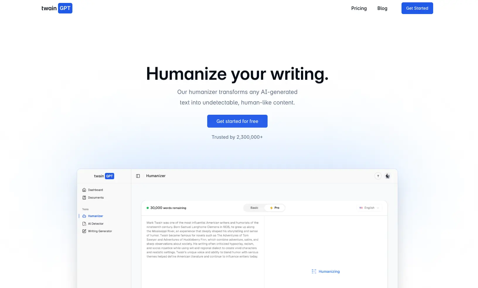 TwainGPT Landing Page