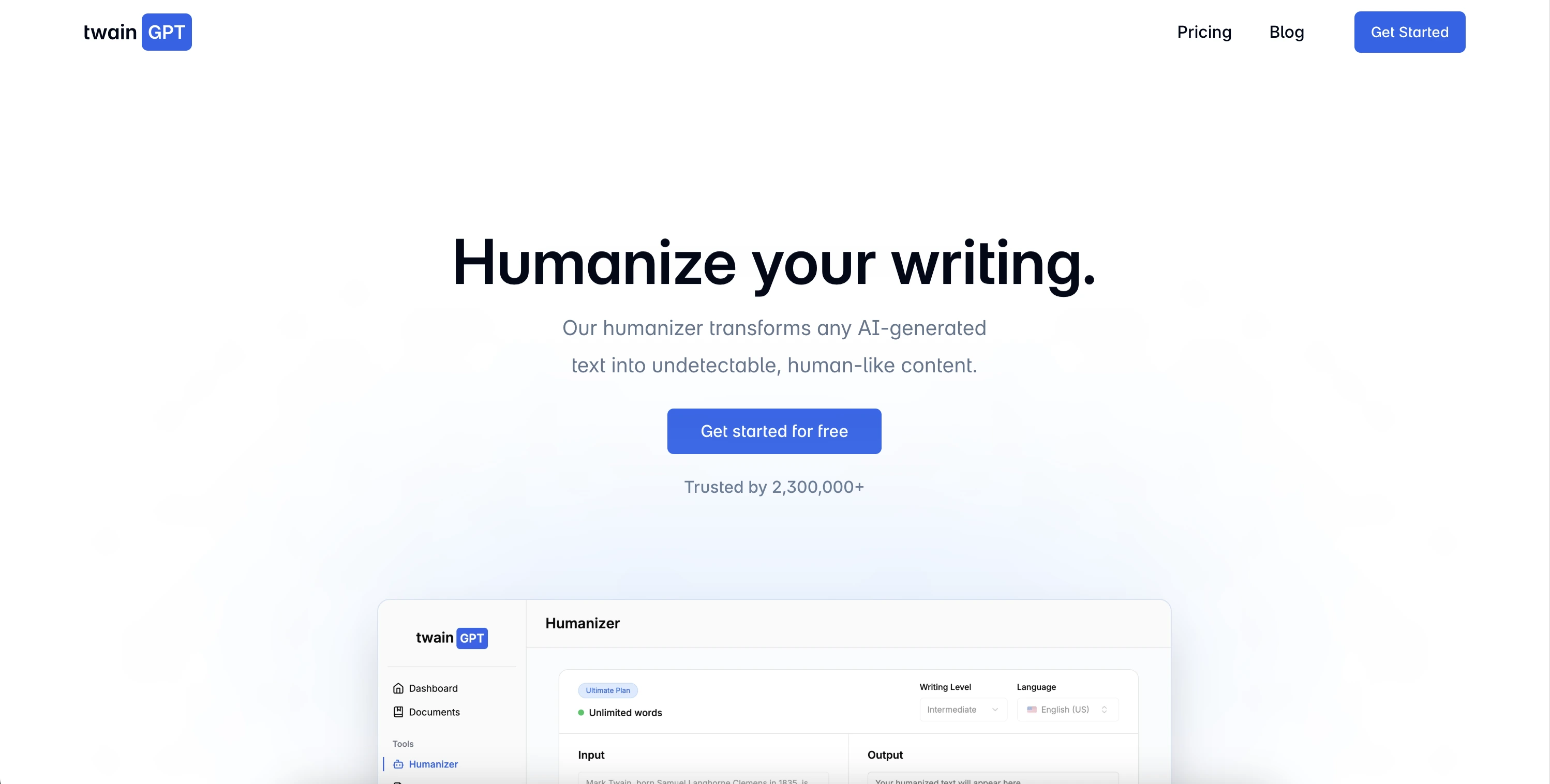 TwainGPT Landing Page