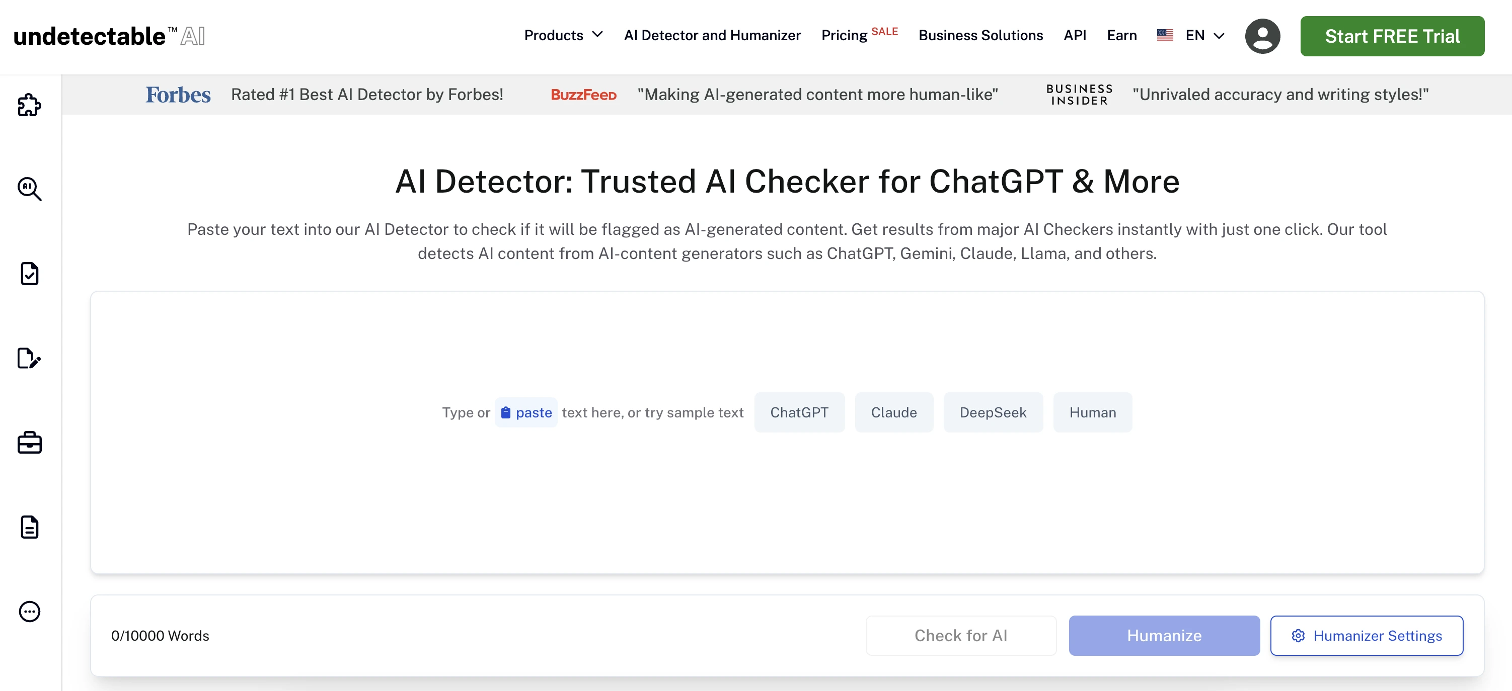 Undetectable AI Landing Page