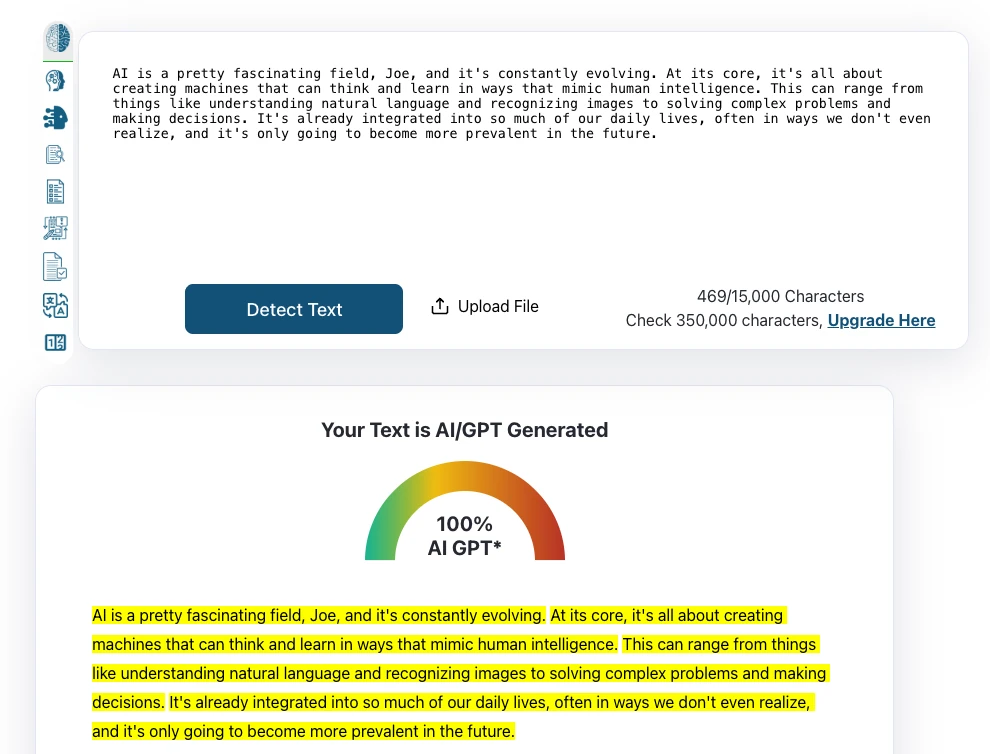 ZeroGPT detecting Snapchat AI text
