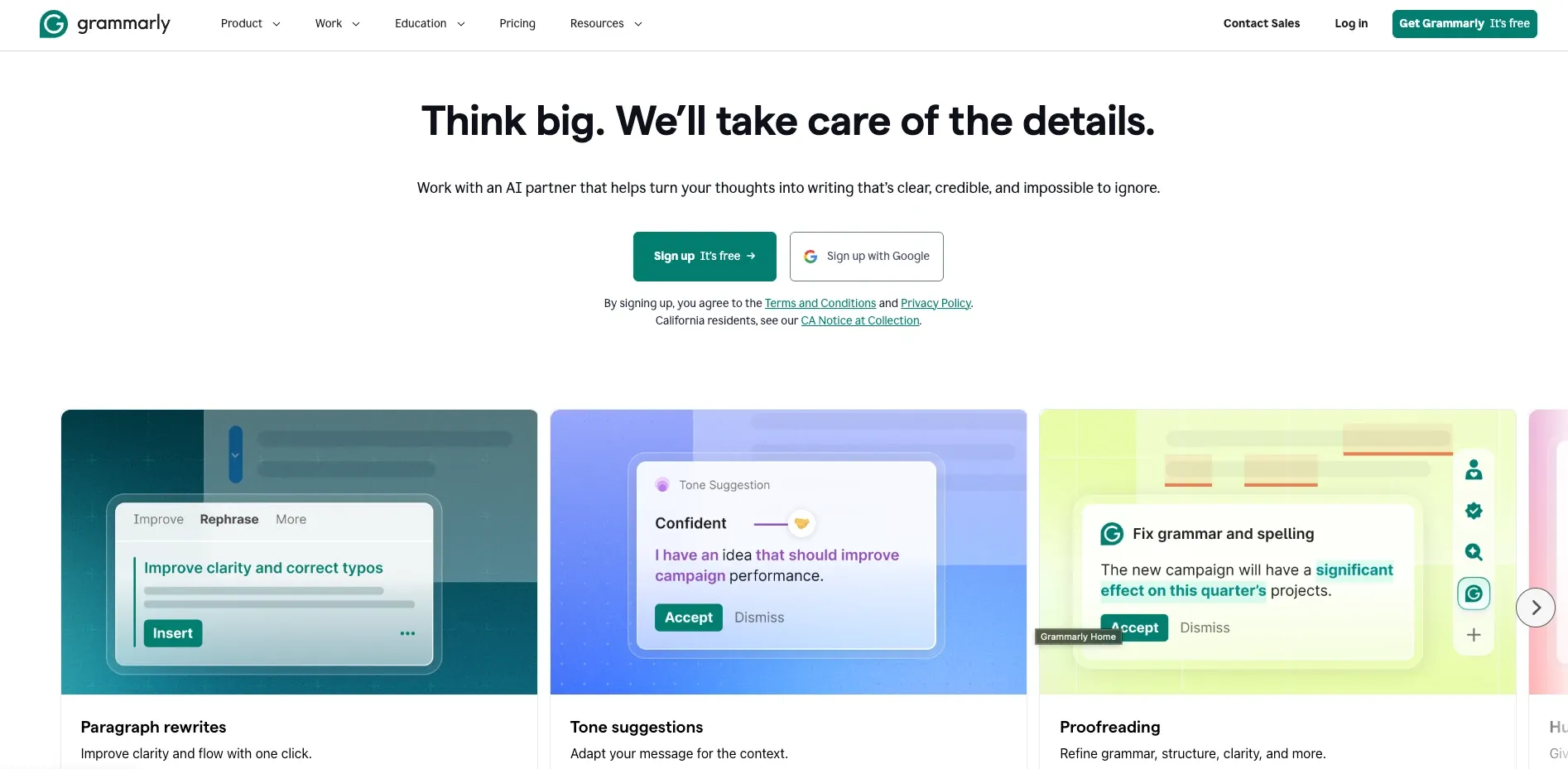 Grammarly writing tools