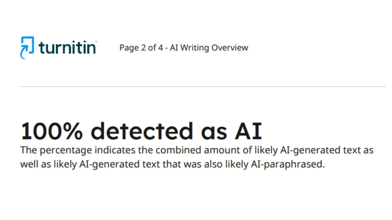 Turnitin 100 percent AI result