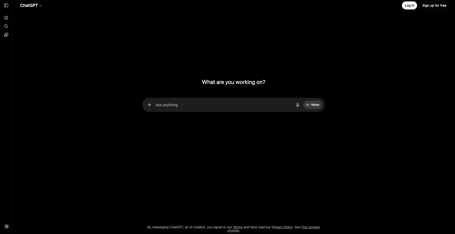 ChatGPT homepage
