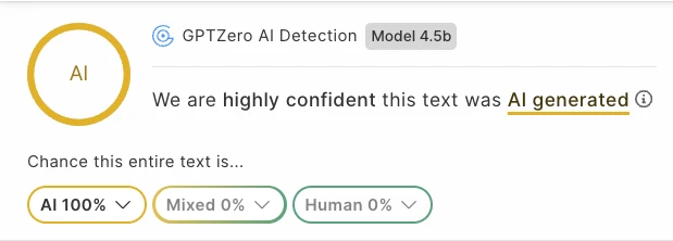Claude detected by GPTZero
