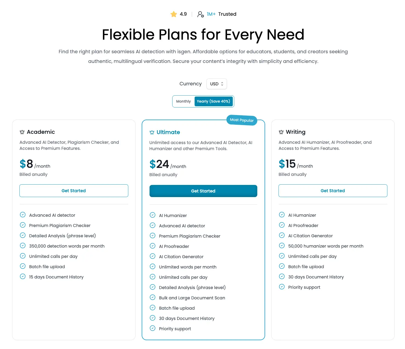 Isgen Pricing Page