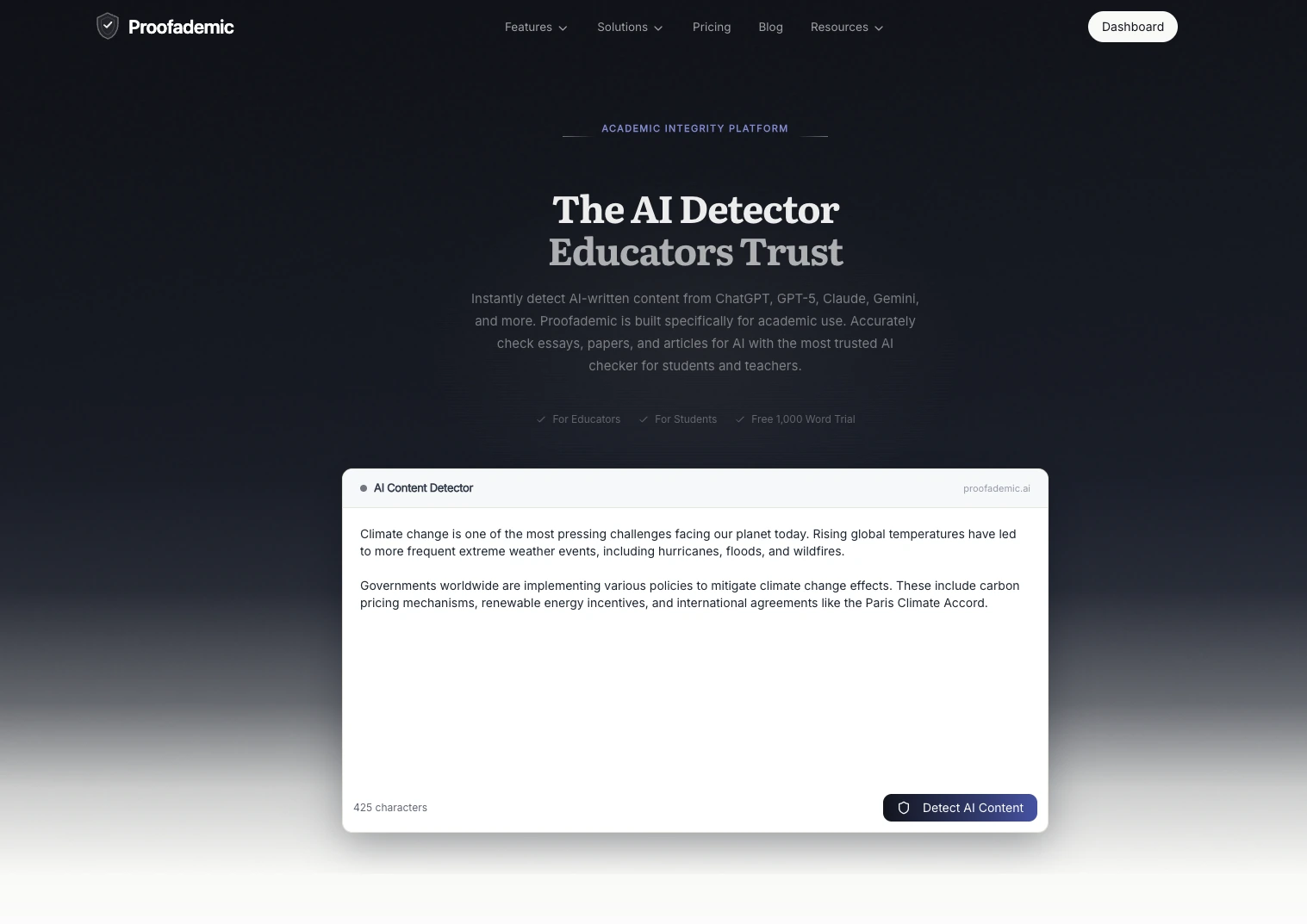 Proofademic homepage