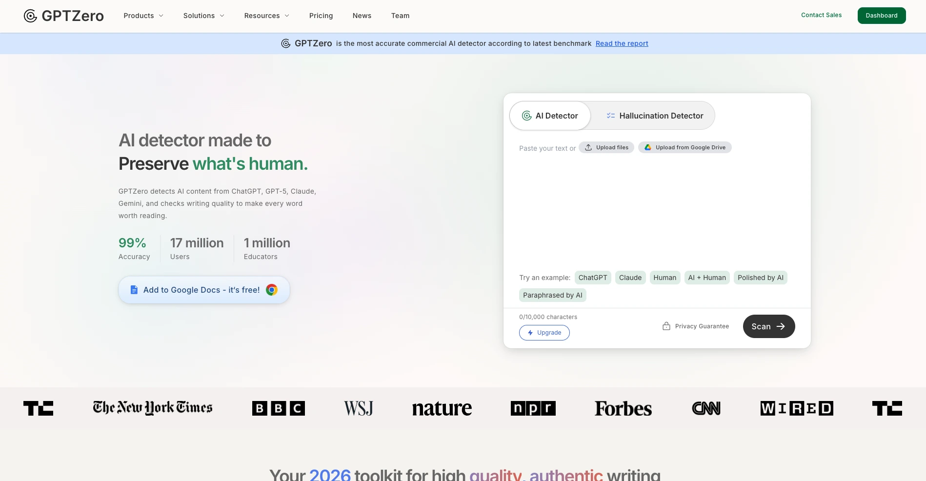 GPTZero AI detector