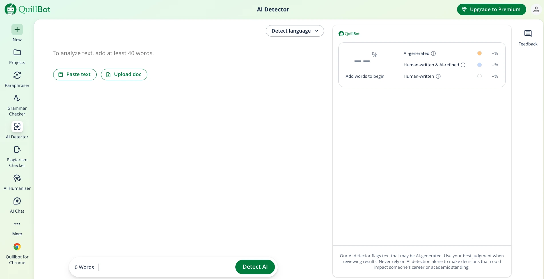 QuillBot AI detector