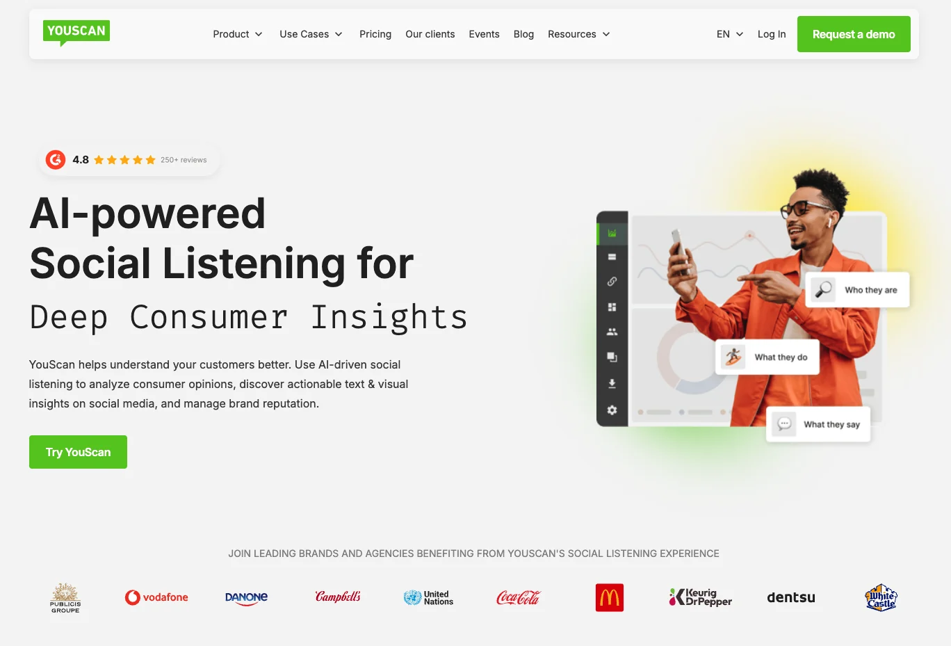 YouScan social listening homepage